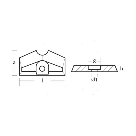 Anodo a placca rettangolare in alluminio per protezione piede piccoli motori fuoribordo Yamaha 2.5-6 cavalli.