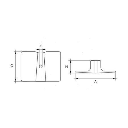 Anodo a placca rettangolare in alluminio per protezione piede motori fuoribordo Yamaha 9.9, 15, 25 e 30 cavalli.