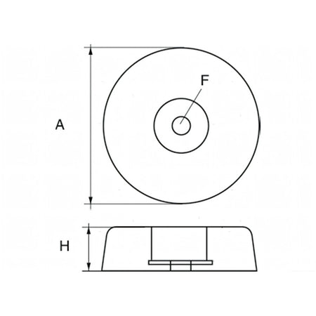 Anodo di Poppa a Flangia Tonda Alta Ø 135 mm in Zinco – Anodo di ricambio (kit standard) (dettaglio)