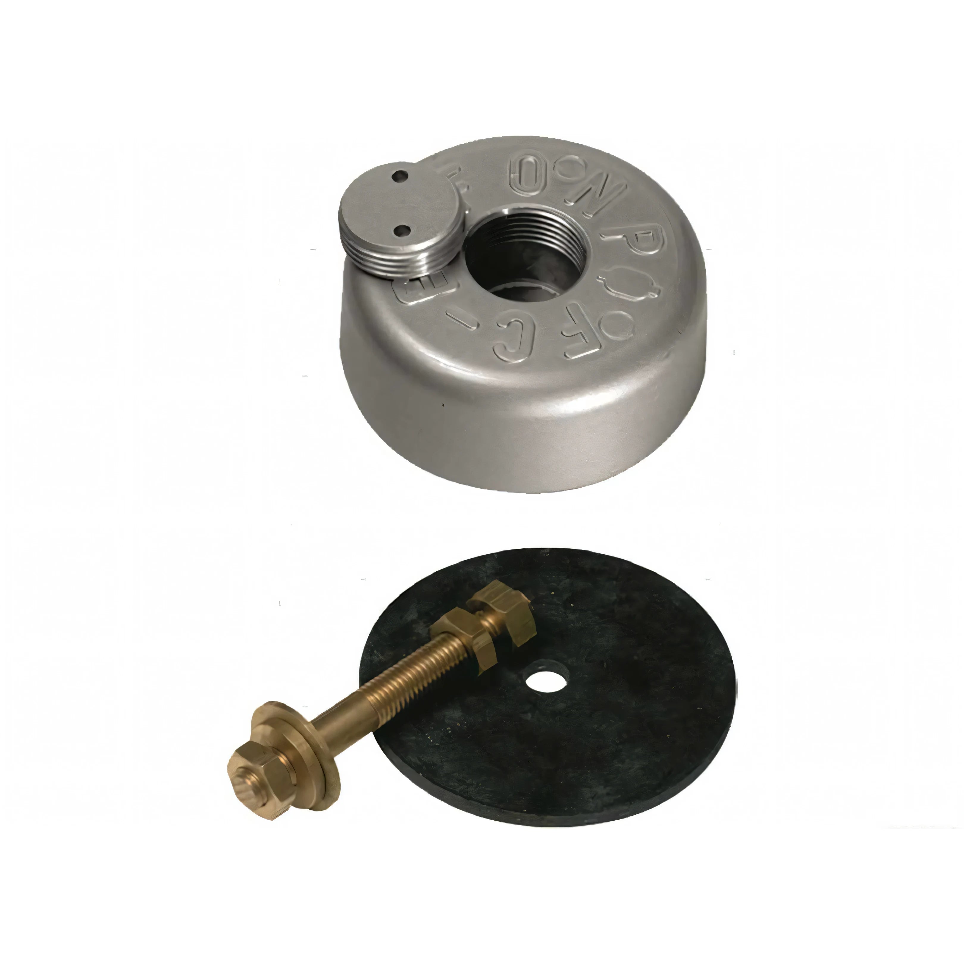 Anodo di Poppa a Flangia Tonda Alta Ø 135 mm in Zinco – Kit completo