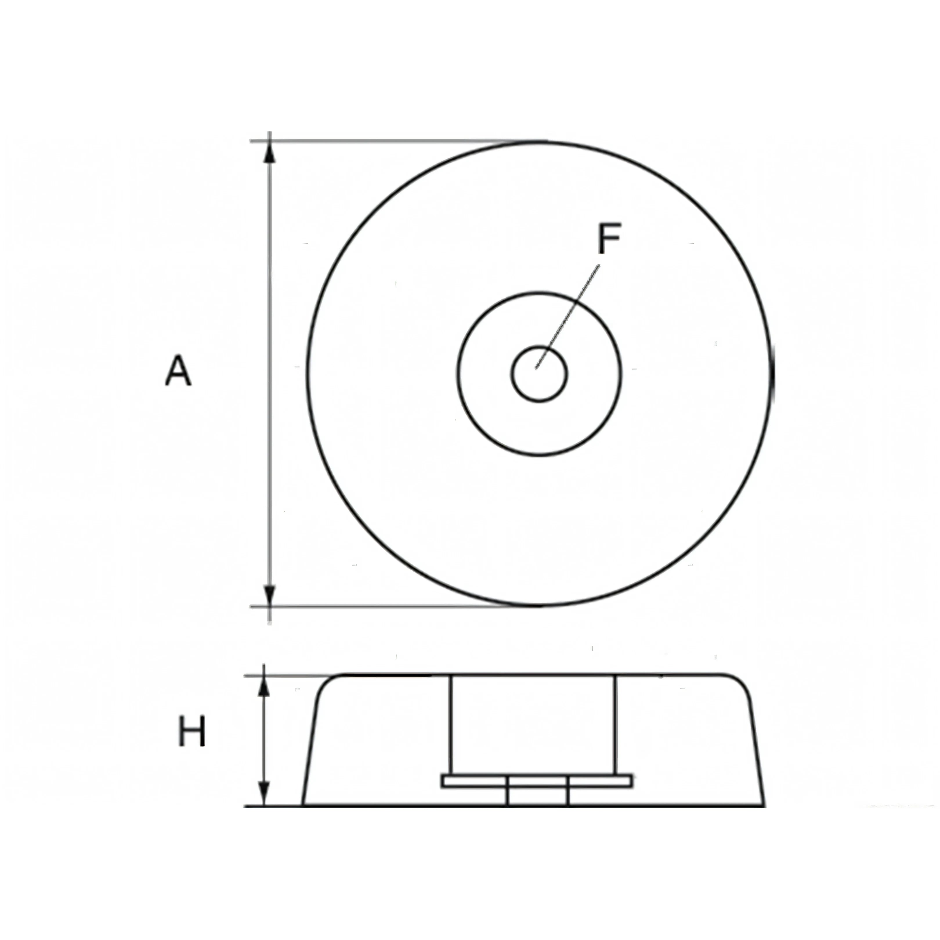 Anodo di Poppa a Flangia Tonda Alta Ø 135 mm in Zinco – Kit completo (dettaglio)