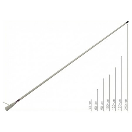 Antenna CB Glomex RA127 in vetroresina bianca alta 1,5 metri per comunicazioni nautiche.