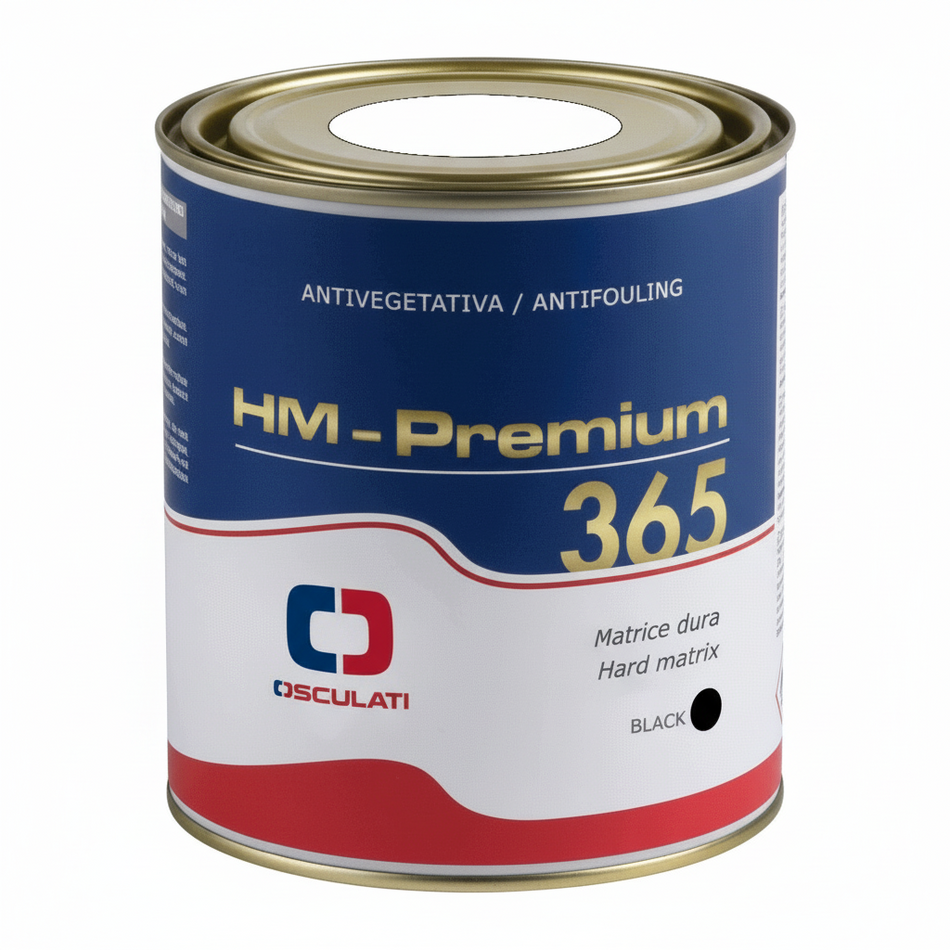 Barattolo di antivegetativa HM Premium 365 a matrice dura copper free per barche veloci e alluminio.