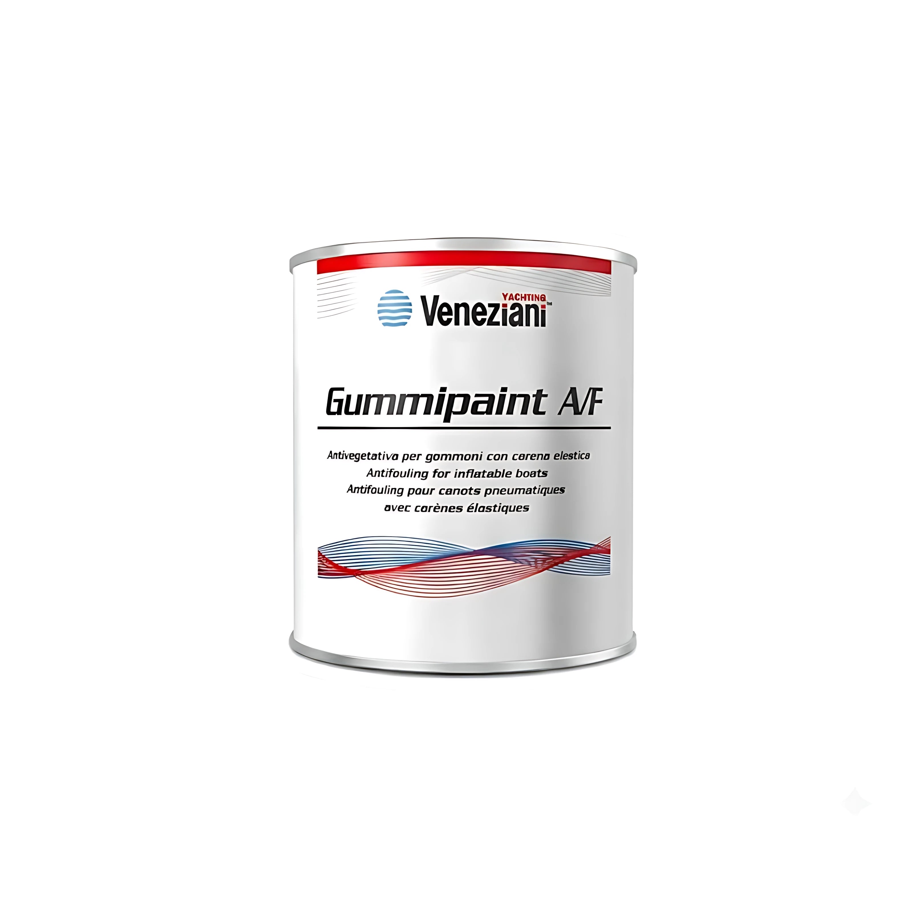 Barattolo di antivegetativa elastica Veneziani Gummipaint specifica per gommoni in neoprene e PVC.