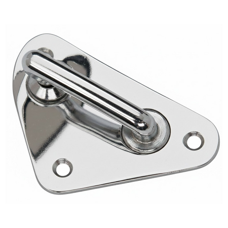 Piastra attacco tangone in acciaio inox sagomata con anello per albero barca.