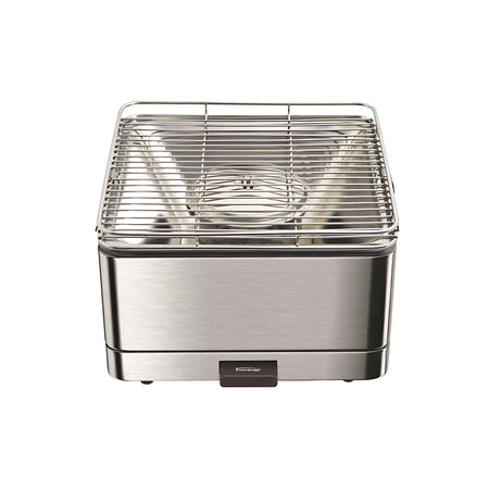 Barbecue a carbonella portatile Feuerdesign Teide quadrato in acciaio inox con ventola