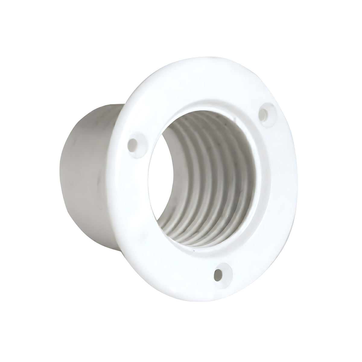 Boccola in plastica bianca per raccordare il tubo passaggio cavi motori fuoribordo al pozzetto dello scafo flangia 100 mm foro scafo 62 mm