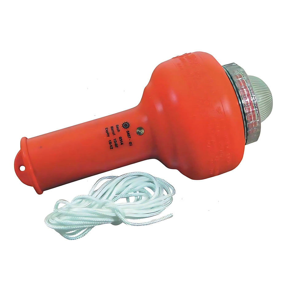 Boetta luminosa di emergenza Sirius omologata SOLAS e MED con attivazione salina per salvagente anulare.