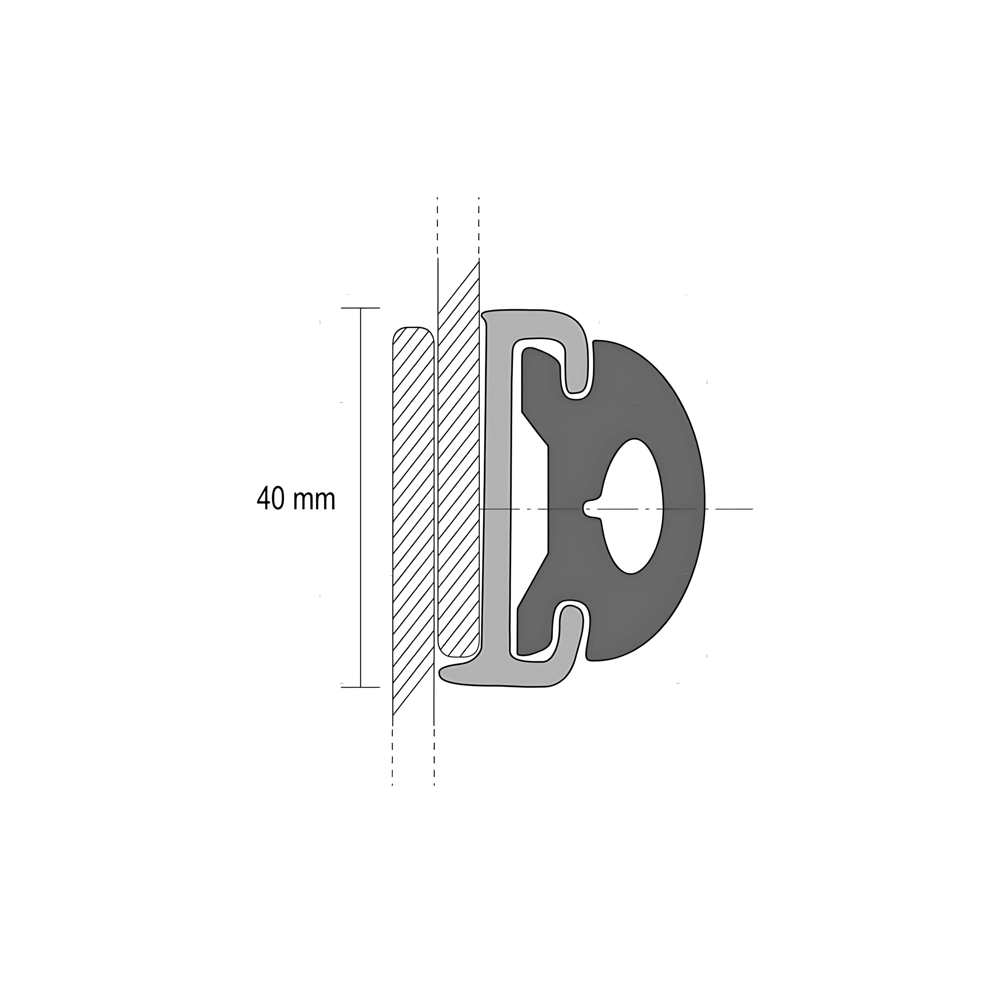 Bottazzo profilo parabordo tipo U2 in PVC nero altezza 35mm per imbarcazioni.