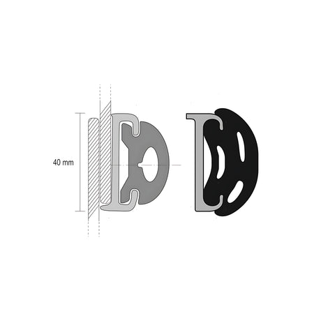 Bottazzo profilo parabordo tipo U2 in PVC nero altezza 35mm per imbarcazioni.