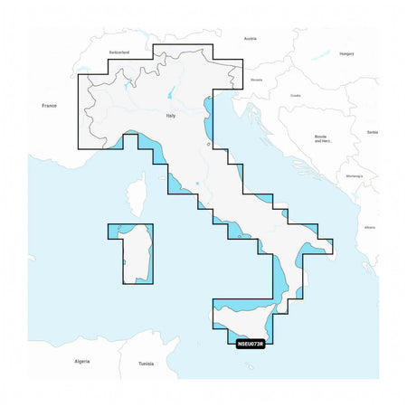 Cartografia Garmin Navionics Vision+ e Navionics+ NVEU073R per laghi e fiumi d'Italia (Po, Garda, Como, Iseo, Maggiore). Include batimetriche 0,5 m e Auto Guidance+™.