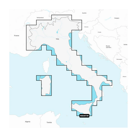 Cartografia Garmin Navionics Vision+ e Navionics+ NVEU073R per laghi e fiumi d'Italia (Po, Garda, Como, Iseo, Maggiore). Include batimetriche 0,5 m e Auto Guidance+™.