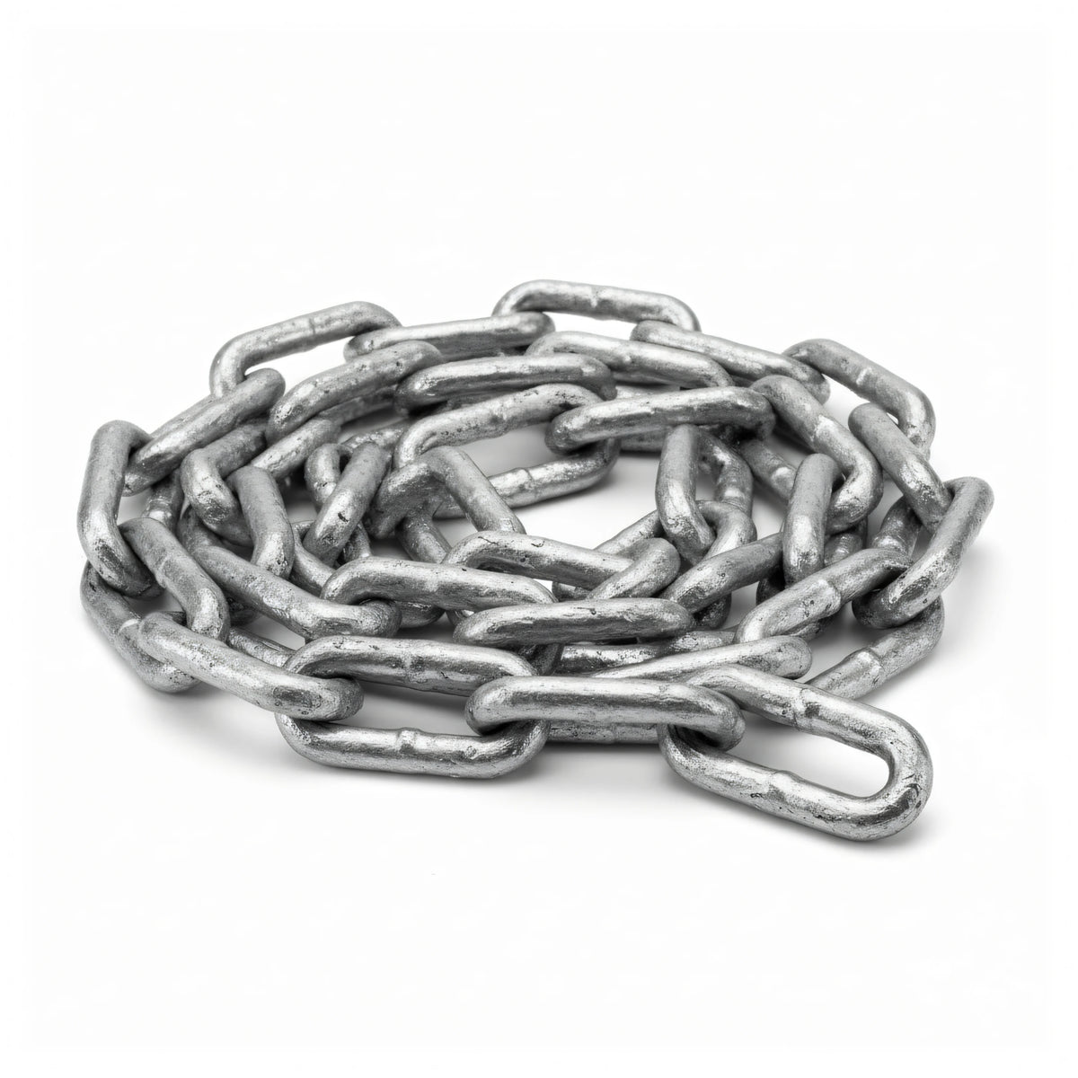 Catena genovese in acciaio zincato a fuoco, maglie rettangolari grigio metallizzato, arrotolata | Onautica