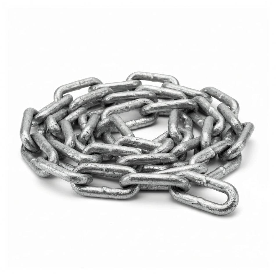 Catena genovese in acciaio zincato a fuoco, maglie rettangolari grigio metallizzato, arrotolata | Onautica