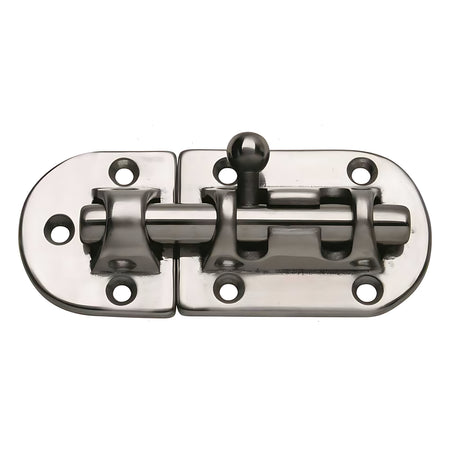 Catenaccio nautico serie Smooth in acciaio inox con angoli smussati e finitura lucida, disponibile in tre diverse misure per porte e gavoni.