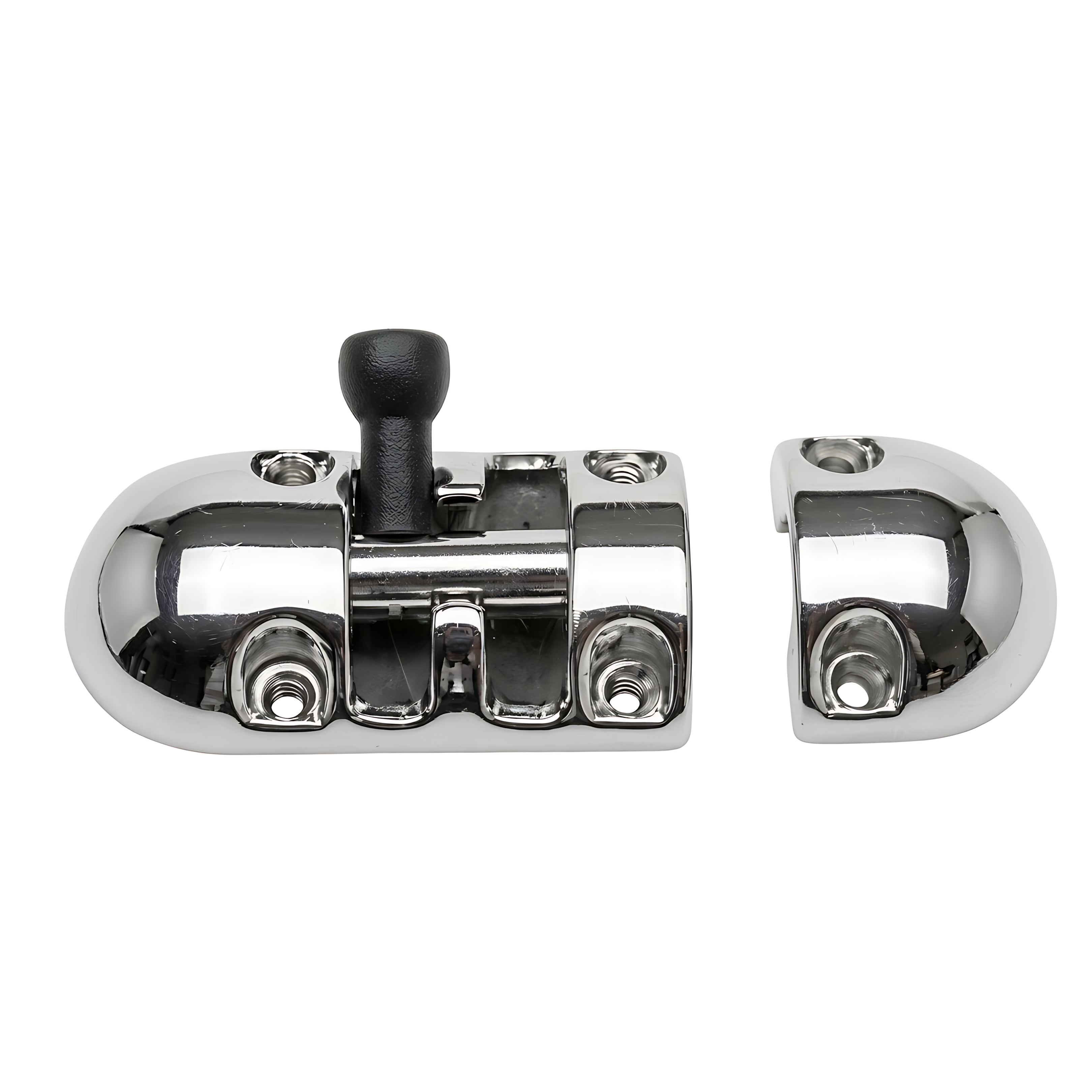 Catenacciolo nautico antivibrante in acciaio inox AISI 316 lucidato a specchio, dimensioni 85x30 mm per porte e mobili di barche.