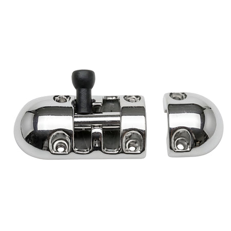 Catenacciolo nautico antivibrante in acciaio inox AISI 316 lucidato a specchio, dimensioni 85x30 mm per porte e mobili di barche.