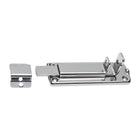 Catenacciolo nautico in acciaio inox lucidato con sistema antivibrante e foro per lucchetto, dimensioni 85x27 mm.