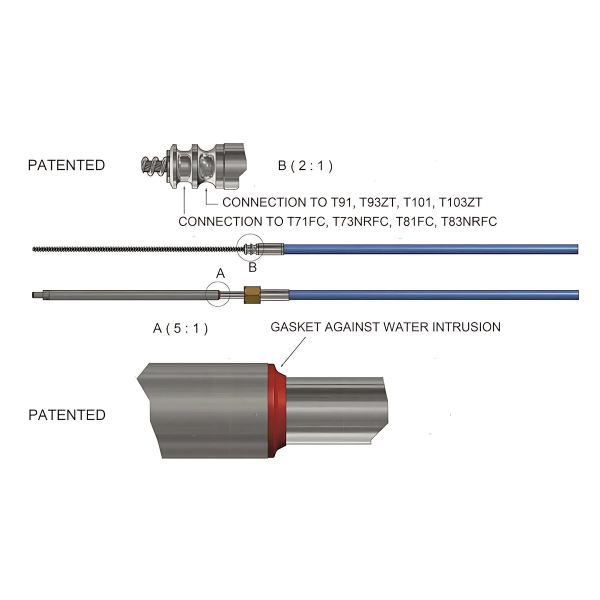 Cavo timoneria meccanica ad alta scorrevolezza Ultraflex M90 Mach.