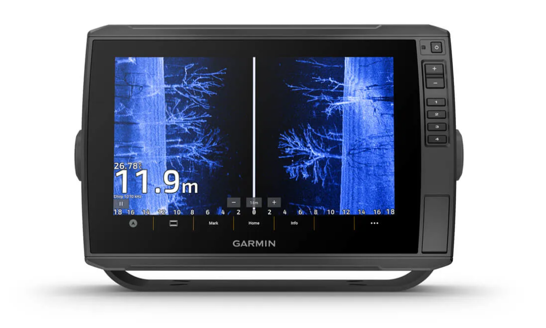 Chartplotter GPS ECHOMAP Ultra 2 102sv da 10 pollici con touchscreen ad alta risoluzione, GPS multibanda e compatibilità con ecoscandaglio LiveScope e trasduttore GT56UHD-TM.