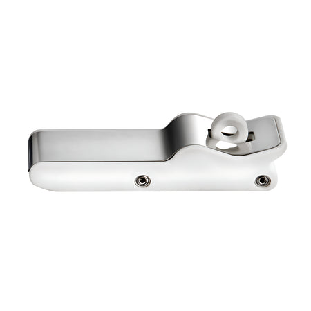 Chiusura antivibrante per gavoni in termogomma con frontale in acciaio inox lucidato e occhiello per lucchetto. Ideale per eliminare rumori e vibrazioni.