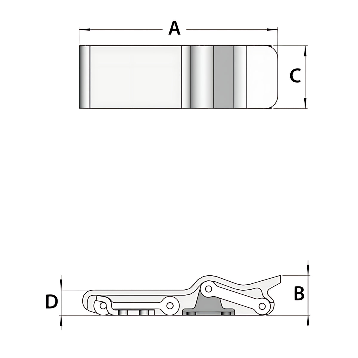 Chiusura antivibrante per gavoni in termogomma con frontale in acciaio inox lucidato e occhiello per lucchetto. Ideale per eliminare rumori e vibrazioni.
