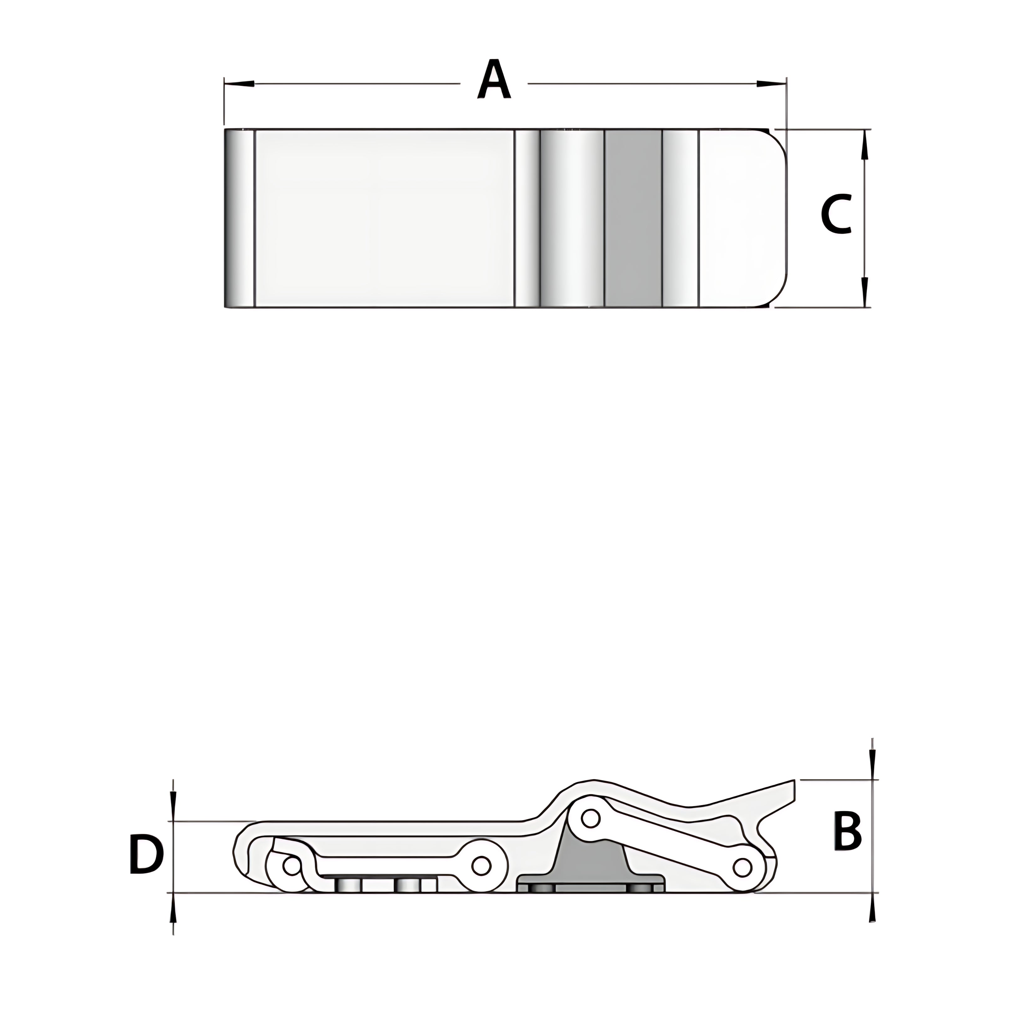 Chiusura antivibrante per gavoni in termogomma con frontale in acciaio inox lucidato e occhiello per lucchetto. Ideale per eliminare rumori e vibrazioni.