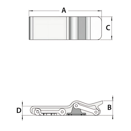 Chiusura antivibrante per gavoni in termogomma con frontale in acciaio inox lucidato e occhiello per lucchetto. Ideale per eliminare rumori e vibrazioni.