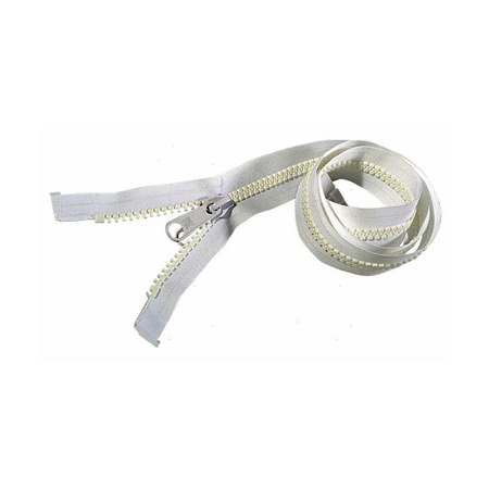 Chiusura lampo zip per uso nautico, larghezza 42mm, completa di cursore e terminali, pronta per la cucitura.