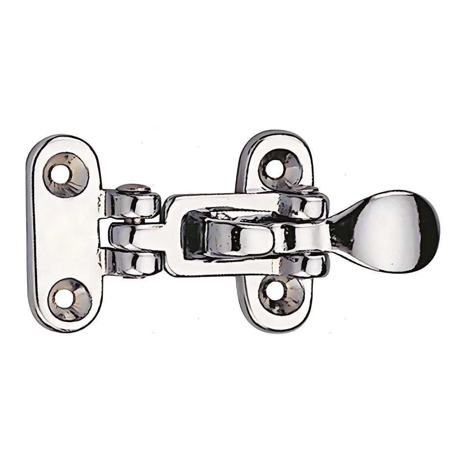 Chiusura piana a leva in acciaio inox con foro per lucchetto, versione standard da 100x45 mm per il bloccaggio sicuro di gavoni nautici.