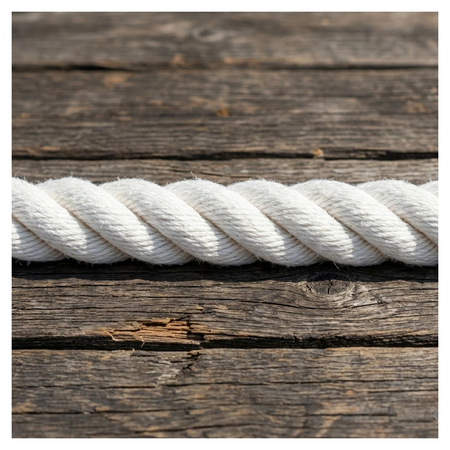 Cima nautica da ormeggio in poliestere bianco alta tenacità, lavorazione Gherlino a 3 lignoli.