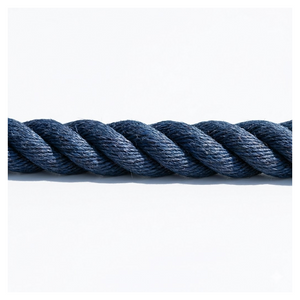 Cima nautica da ormeggio in poliestere blu navy alta tenacità, lavorazione Gherlino a 3 lignoli.