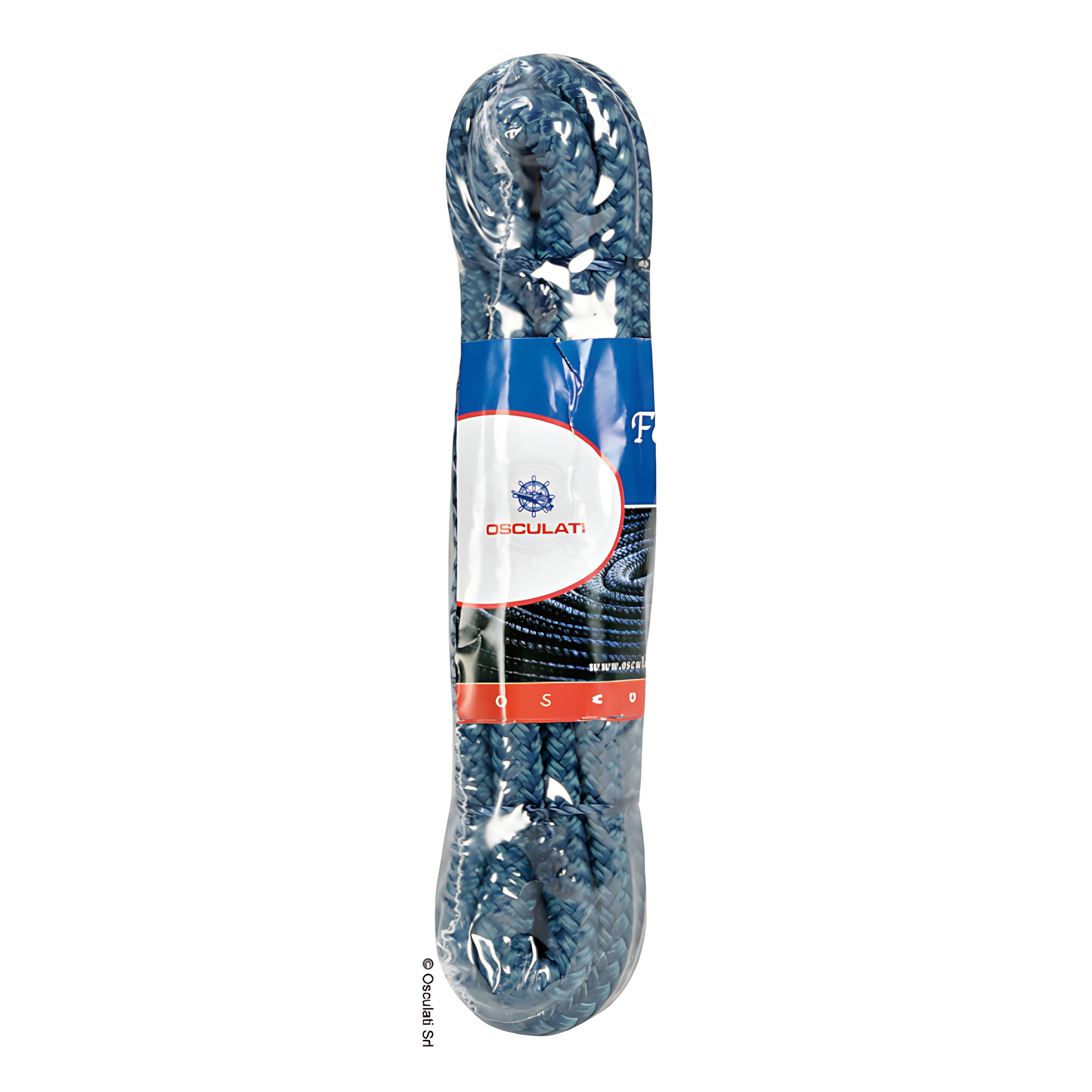 Cima per parabordi in doppia treccia di poliestere 10 mm 2 m con occhiello impiombato a mano disponibile in bianco blu e nero