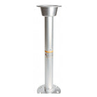 Colonna per tavolo Osculati Thread Lock in alluminio anodizzato satinato argento, con base circolare a sei fori e bicchiere superiore per il piano.