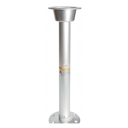 Colonna per tavolo Osculati Thread Lock in alluminio anodizzato satinato argento, con base circolare a sei fori e bicchiere superiore per il piano.