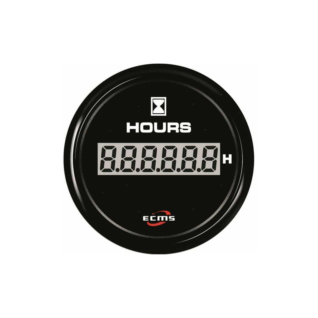 Contaore digitale ECMS All Black tondo nero con display LCD a 7 cifre e logo ECMS | Onautica