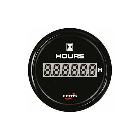 Contaore digitale ECMS All Black tondo nero con display LCD a 7 cifre e logo ECMS | Onautica