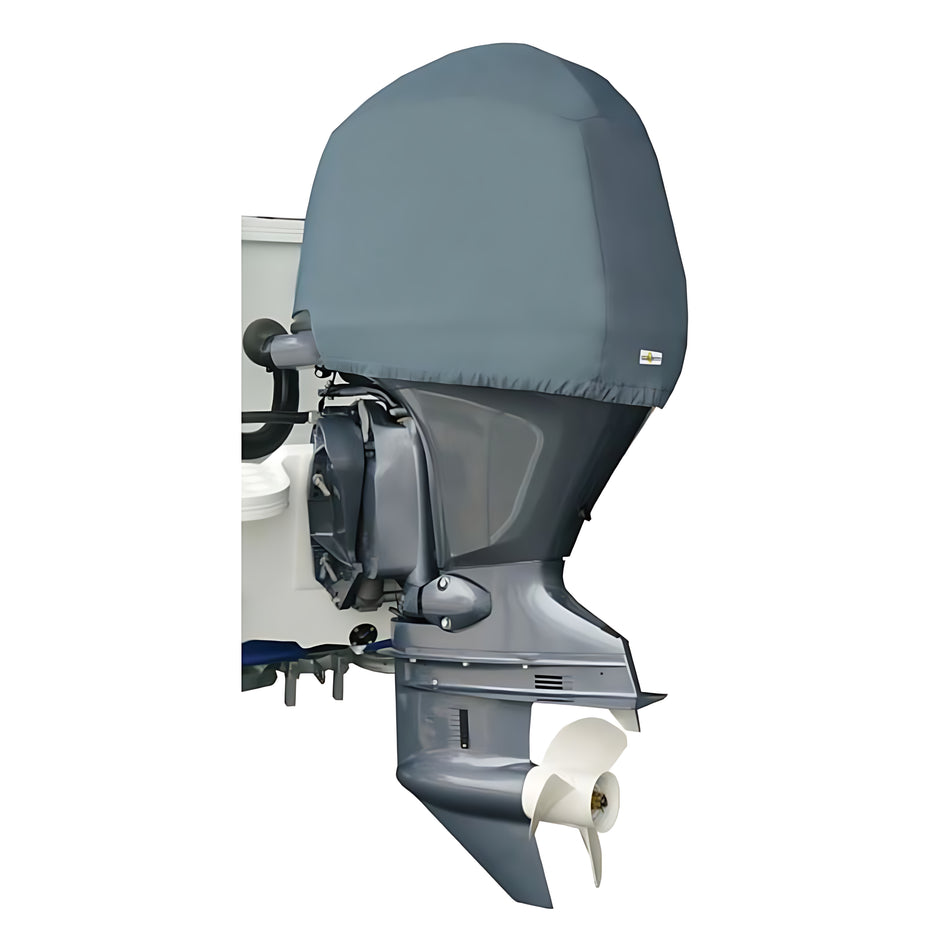 Coprimotore sartoriale Oceansouth grigio per motori fuoribordo Yamaha a motore spento, elastico perimetrale di fissaggio