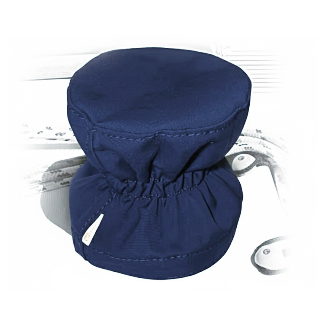 Copriwinch blu in tessuto Sunbrella con base elastica per protezione winch barca a vela.