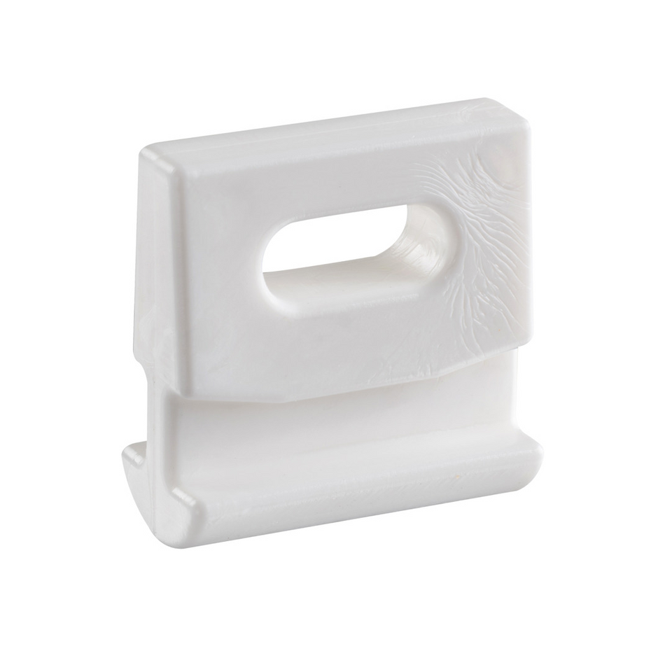 Cursori per randa in nylon bianco con profilo curvo a mezzaluna per canaletta albero.