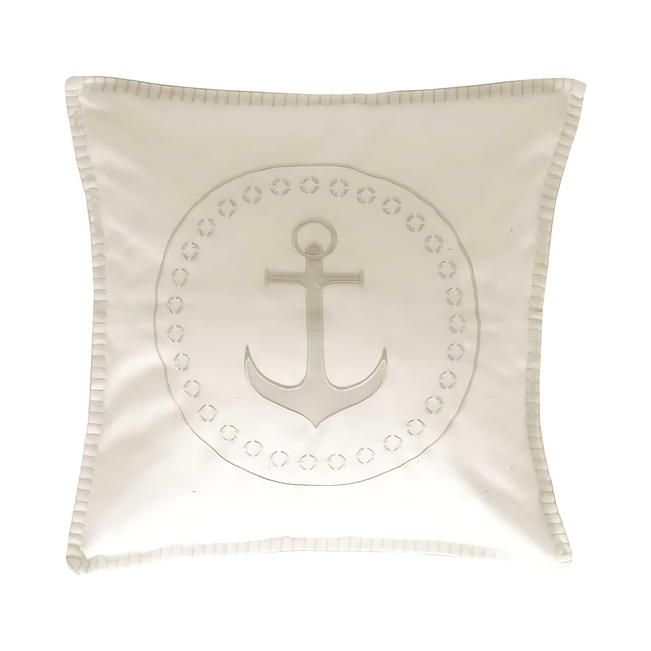 Cuscino Anchor Marine Business 40x40 cm Ecru con Ancora Decorativa per Barca