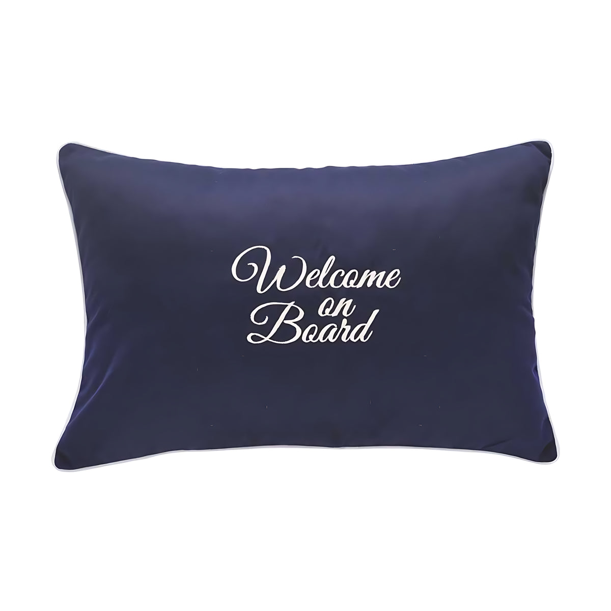 Cuscino Welcome On Board Marine Business 40x60 Blu Navy con Ancora Decorativa