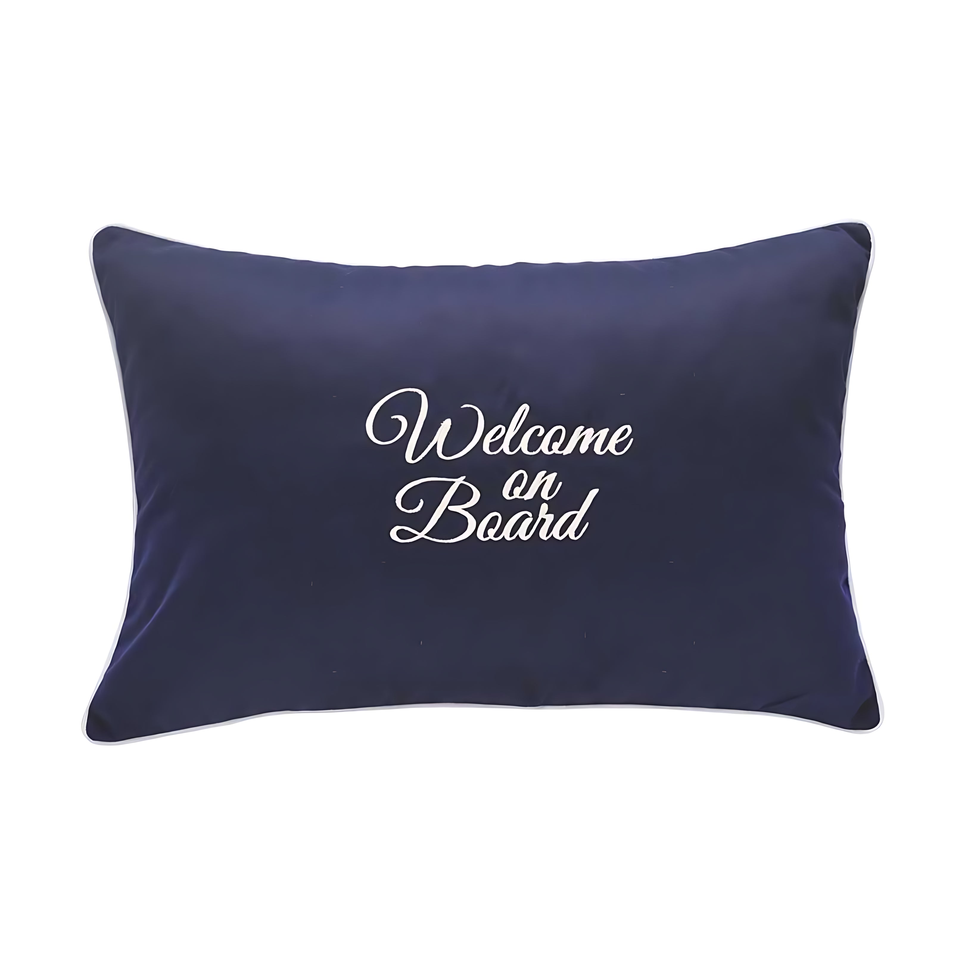 Cuscino Welcome On Board Marine Business 40x60 Blu Navy con Ancora Decorativa