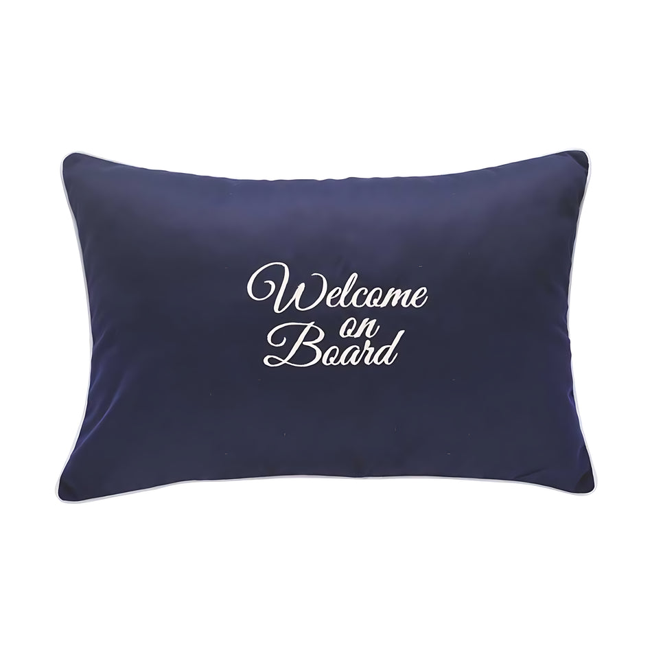 Cuscino Welcome On Board Marine Business 40x60 Blu Navy con Ancora Decorativa