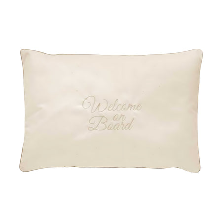 Cuscino Welcome On Board Marine Business 40x60 Ecru con Decoro Ancora Marinara