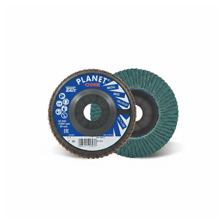 Disco lamellare abrasivo Sait Planet-One Z allo Zirconio per acciaio inox e metalli nautici.