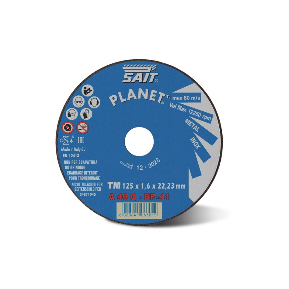 Mola da taglio Sait Planet-TM diametro 115 spessore 1.6mm ad alta durata per metalli.