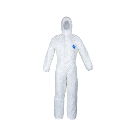 Tuta protettiva DuPont Tyvek 200 Easysafe bianca con cappuccio certificata categoria III tipo 5 e 6.