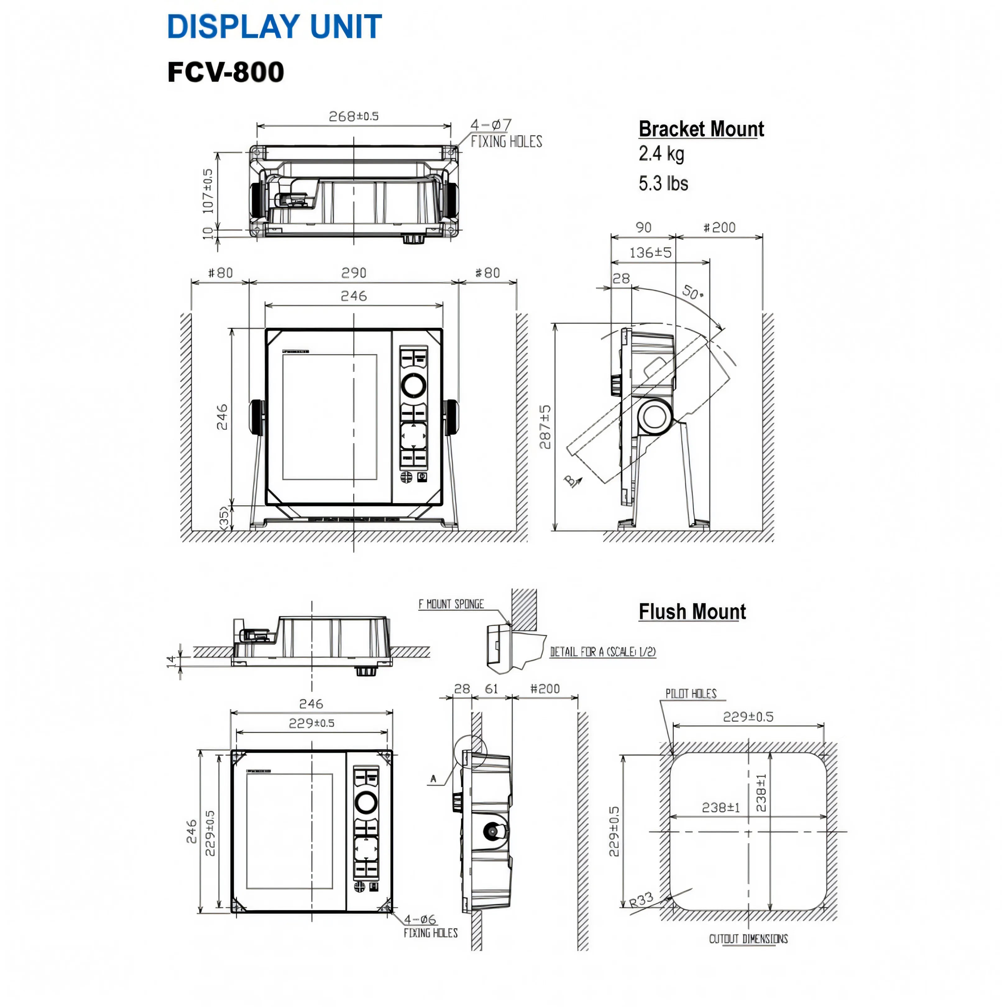 Ecoscandaglio Furuno FCV-800 TruEcho CHIRP RezBoost ACCU-FISH
