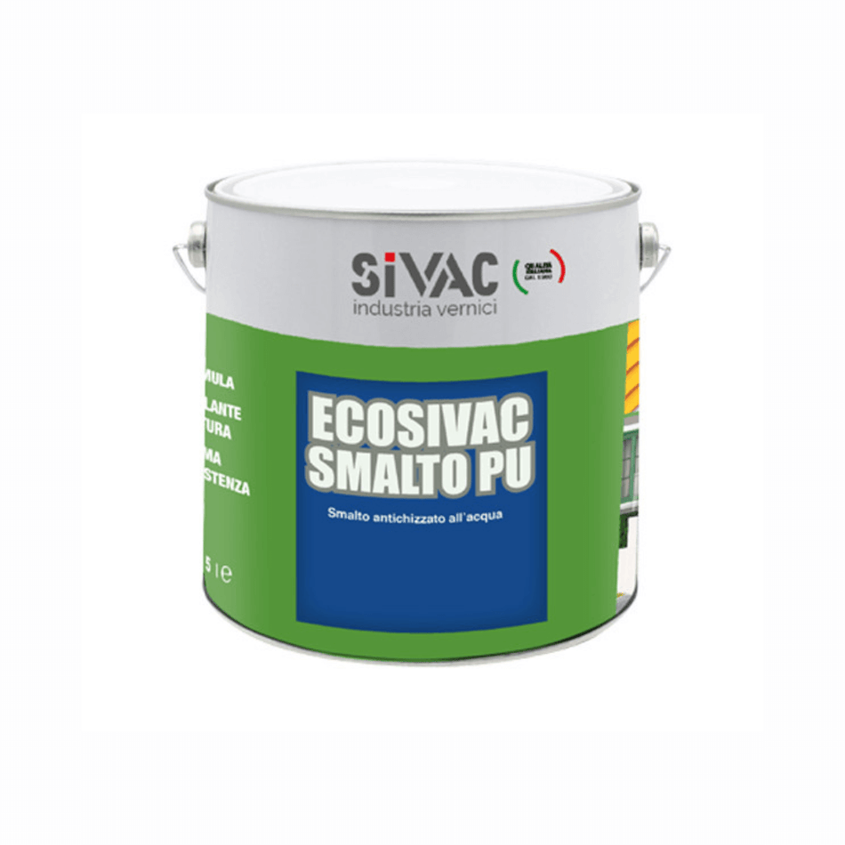 Smalto all'acqua Ecosivac acril-poliuretanico antigraffio per legno, metallo e PVC.